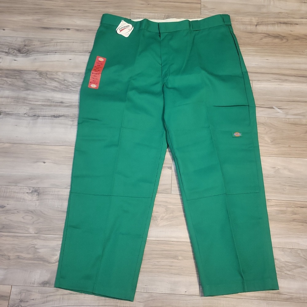 Vtg. Y2K Dickies Loose Fit, Double Knee Work Pants. Green.  44x30  NEW